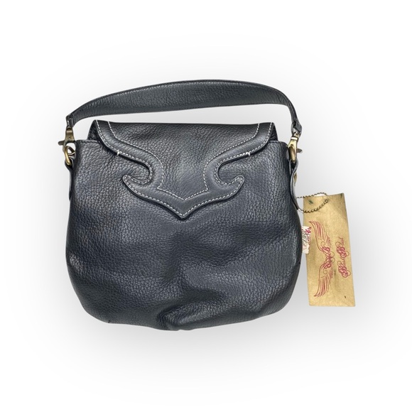 new Blush B-Lush ༄ Cavalier Leather + Fur Pouchette Clutch Handbag Bag ༄ Black - Picture 4 of 16